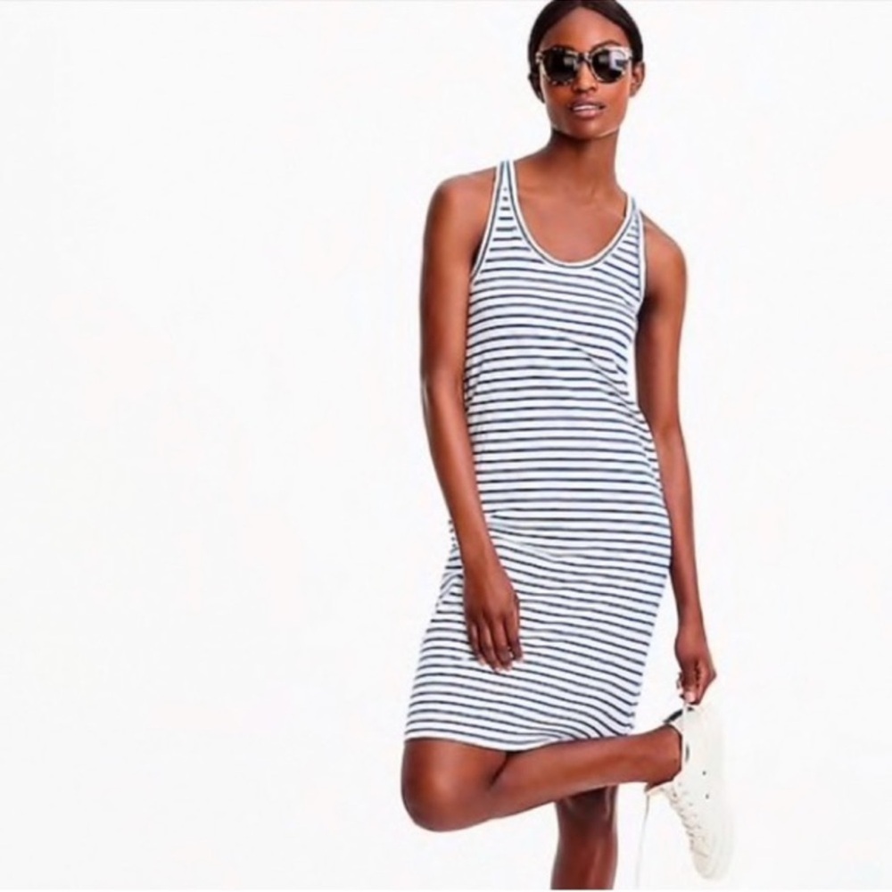 J. Crew Stripe Racerback Tank Dress- Size S - Blue
